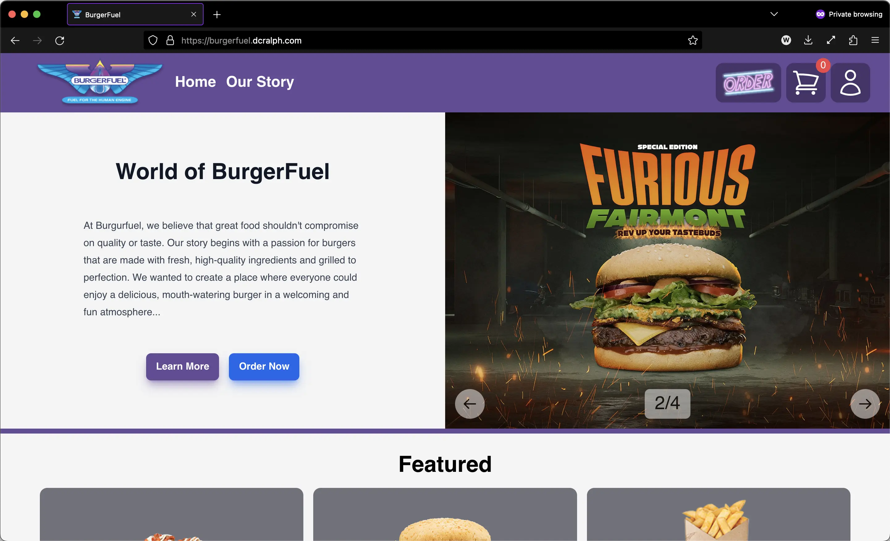 An image of the Burgerfuel redesign project.